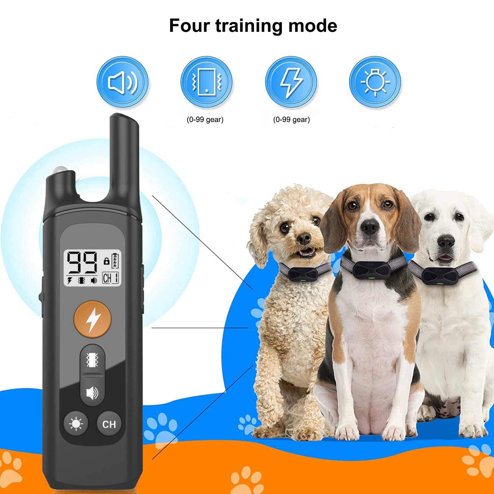 Electric Dog Training Collar Rechargeable IP67 Waterproof Electric Shock Collar for Dogs Electric Dog Training Collar Rechargeable IP67 Waterproof Electric Shock Collar for Dogs